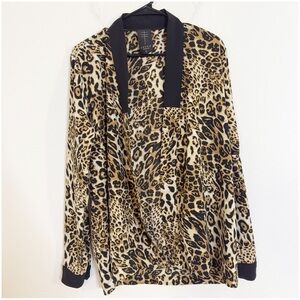 Orttu leopard print long sleeve kimono top